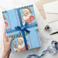 Merrier With Martinis Wrapping Paper Roll Funny Retro Santa Christmas Cocktail Lover - Wonder Print Shop