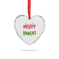 Merry And Bright Christmas Tree Xmas Holiday Heart Crystal Glass Ornament - Wonder Print Shop