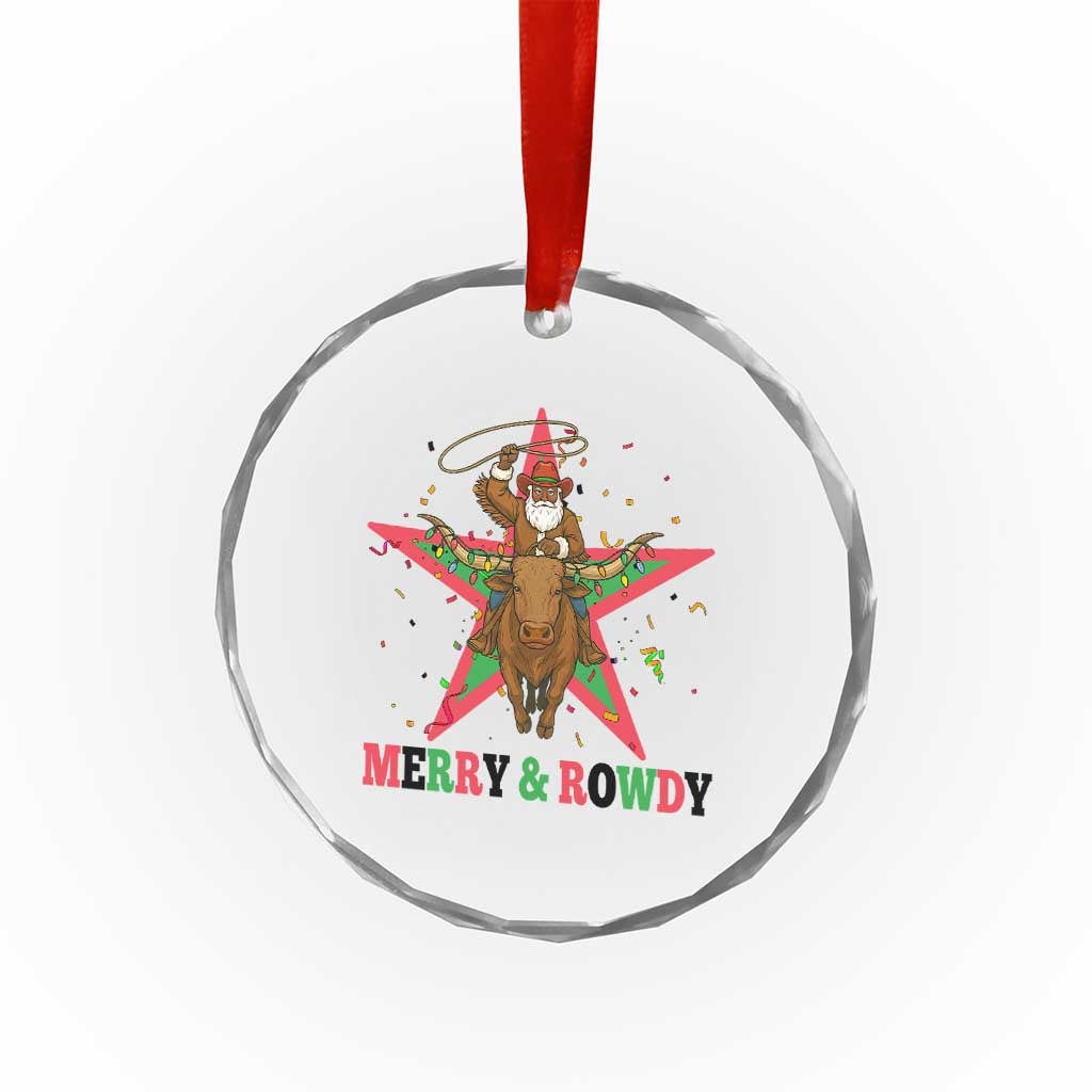Merry And Rowdy Kwanzaa Santa Cowboy Christmas Gift Crystal Glass Ornament - Wonder Print Shop