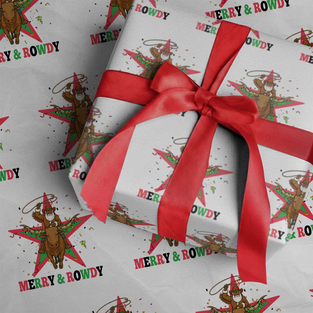 Merry And Rowdy Kwanzaa Santa Cowboy Christmas Gift Wrapping Paper Roll - Wonder Print Shop
