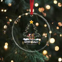 Merry Army Xmas Crystal Glass Ornament Military Family Veteran Gift Camo Boots TS10