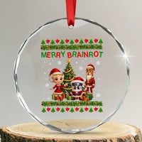 Merry Brainrot Crystal Glass Ornament Funny Ugly Christmas Italian Meme Gift - Wonder Print Shop