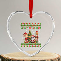 Merry Brainrot Heart Crystal Glass Ornament Funny Ugly Christmas Italian Meme Gift - Wonder Print Shop