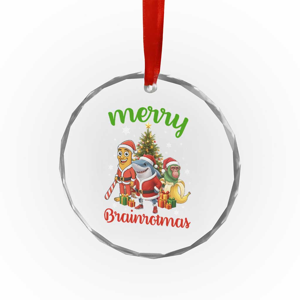 Merry Brainrotmas Crystal Glass Ornament Funny Italian Brainrot Meme Christmas - Wonder Print Shop