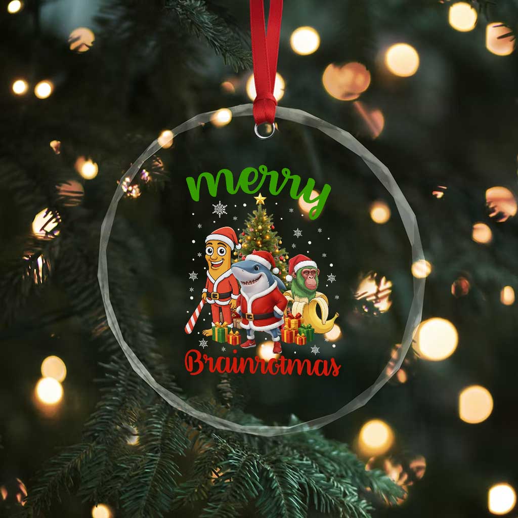 Merry Brainrotmas Crystal Glass Ornament Funny Italian Brainrot Meme Christmas - Wonder Print Shop