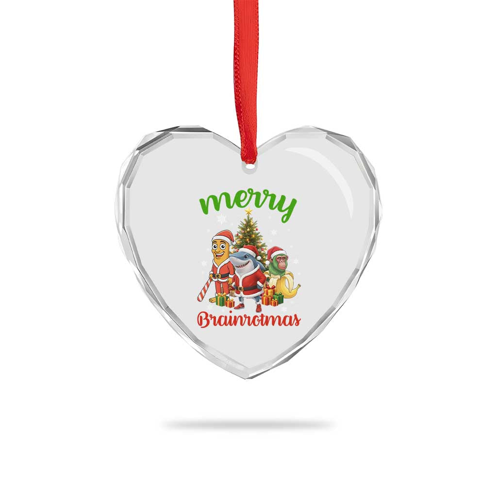 Merry Brainrotmas Heart Crystal Glass Ornament Funny Italian Brainrot Meme Christmas - Wonder Print Shop