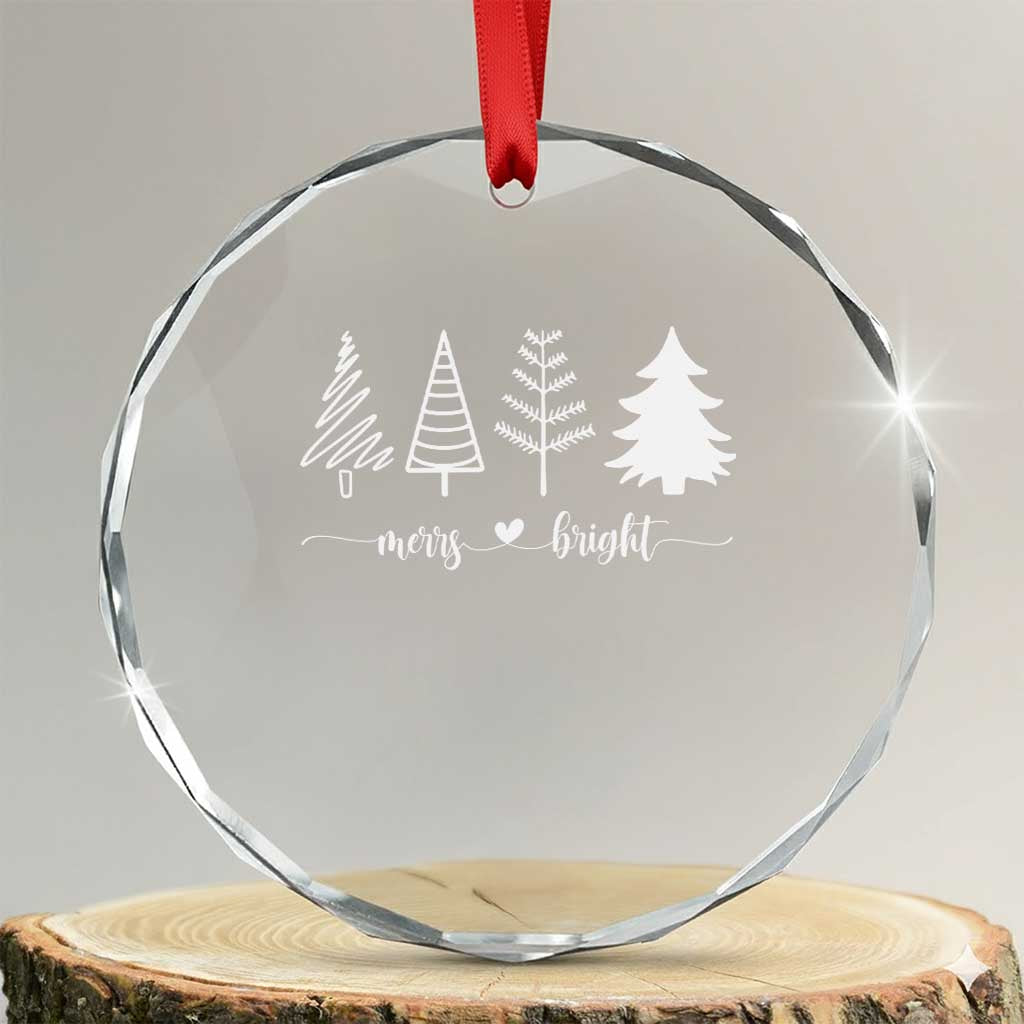 Merry & Bright Xmas Trees Crystal Glass Ornament Holiday Winter Gift TS10