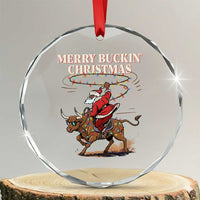 Merry Buckin Christmas Crystal Glass Ornament Black Santa Western Rodeo Gift - Wonder Print Shop