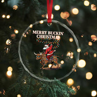 Merry Buckin Christmas Crystal Glass Ornament Black Santa Western Rodeo Gift - Wonder Print Shop