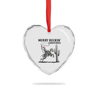 Merry Buckin Christmas Heart Crystal Glass Ornament Funny Skeleton Santa Horse Rider - Wonder Print Shop