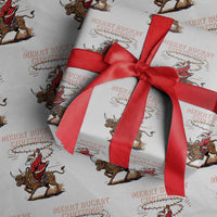 Merry Buckin Christmas Wrapping Paper Roll Black Santa Western Rodeo Gift - Wonder Print Shop