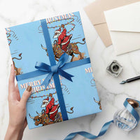 Merry Buckin Christmas Wrapping Paper Roll Black Santa Western Rodeo Gift - Wonder Print Shop