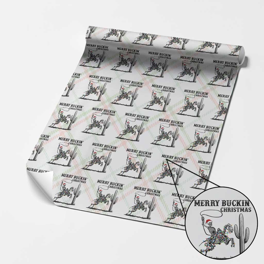 Merry Buckin Christmas Wrapping Paper Roll Funny Skeleton Santa Horse Rider - Wonder Print Shop