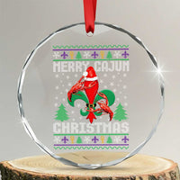 Merry Cajun Louisiana Xmas Santa Saint Symbol Crawfish Crystal Glass Ornament TS11