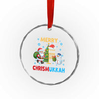 Merry Chrismukkah Crystal Glass Ornament Happy Christmas Hanukkah Jewish Santa Snowman - Wonder Print Shop