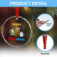 Merry Chrismukkah Crystal Glass Ornament Happy Christmas Hanukkah Jewish Santa Snowman - Wonder Print Shop