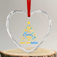 Merry Chrismukkah Heart Crystal Glass Ornament Jewish Happy Hanukkah Christmas Tree - Wonder Print Shop