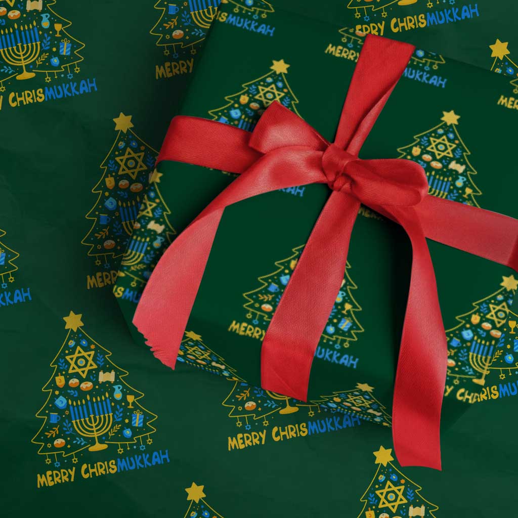 Merry Chrismukkah Wrapping Paper Roll Jewish Happy Hanukkah Christmas Tree - Wonder Print Shop