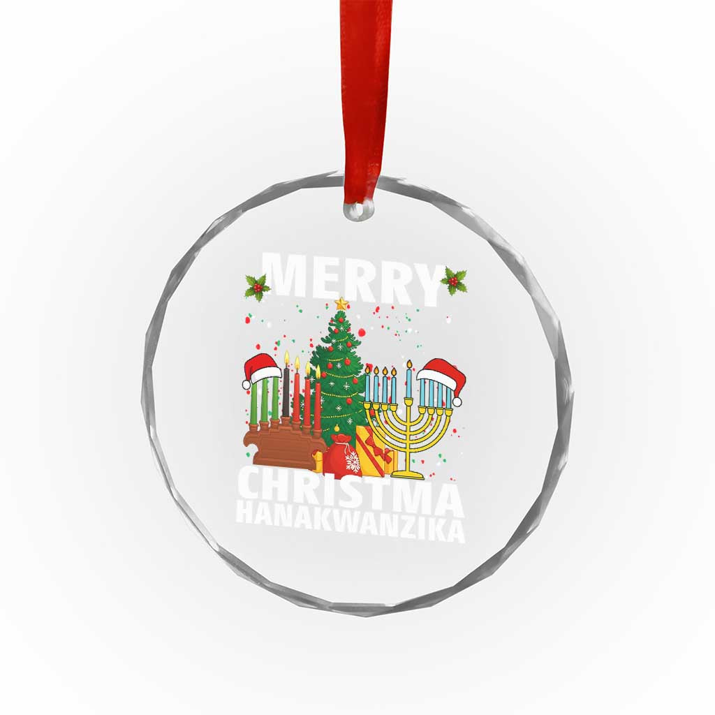 Merry Christmahanakwanzika Crystal Glass Ornament Christmas Hanukkah Kwanzaa Celebration Gift - Wonder Print Shop