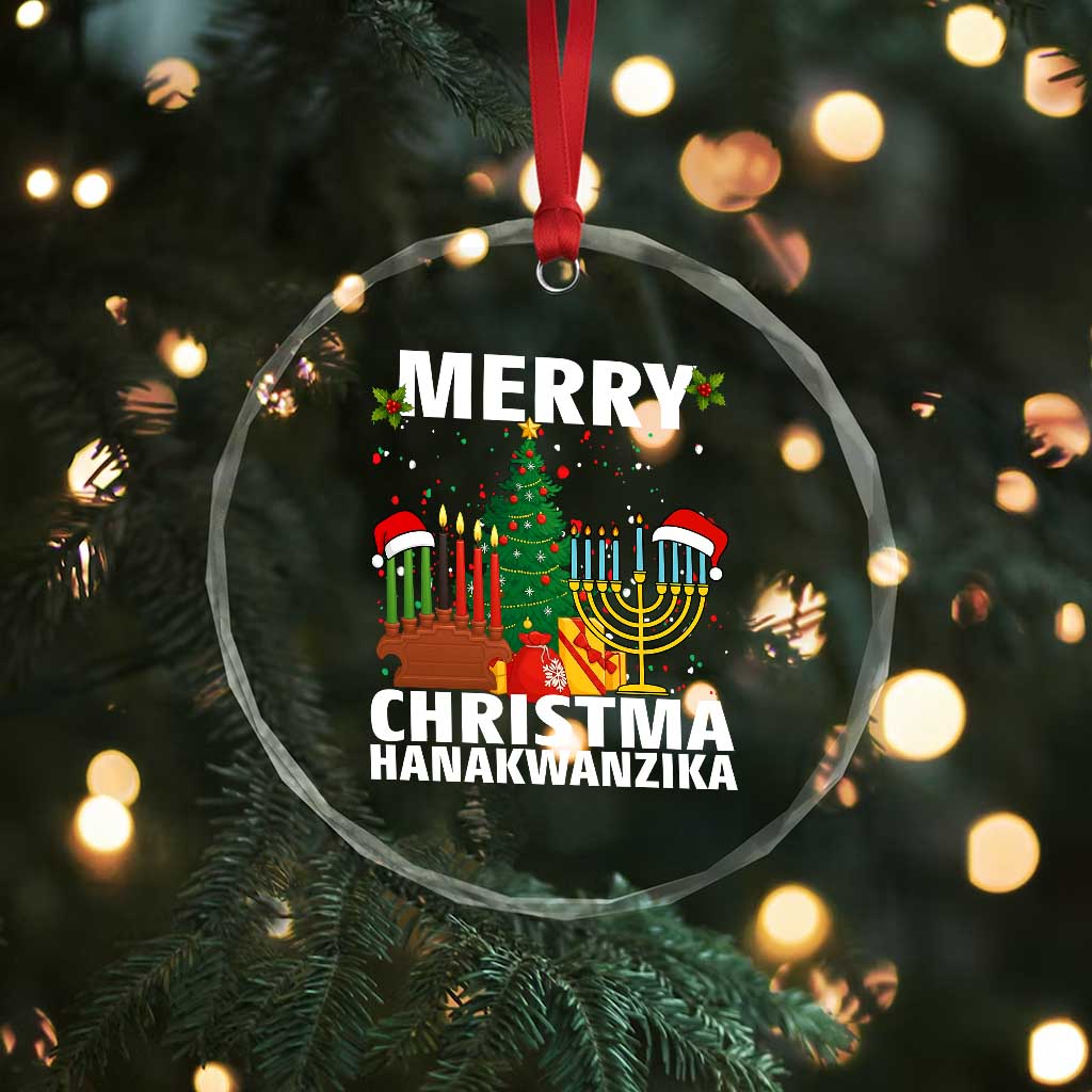 Merry Christmahanakwanzika Crystal Glass Ornament Christmas Hanukkah Kwanzaa Celebration Gift - Wonder Print Shop