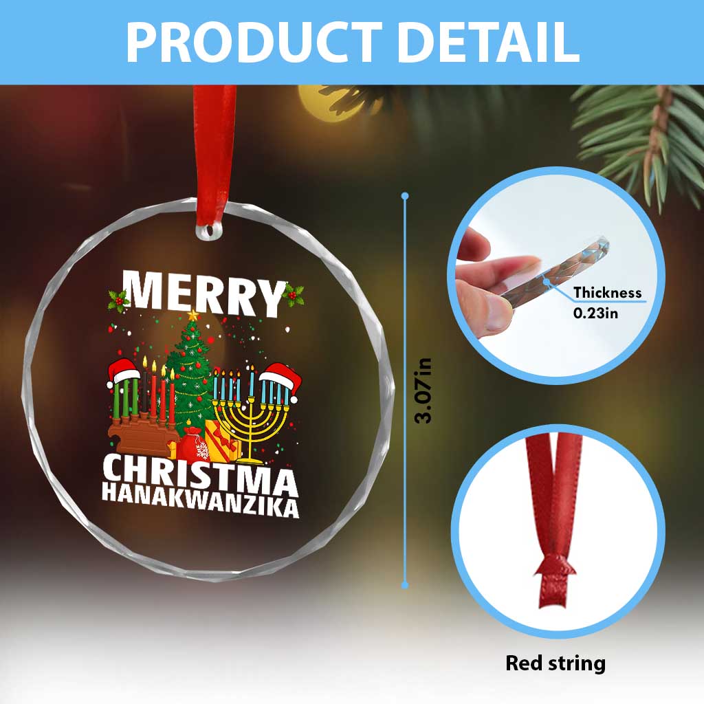 Merry Christmahanakwanzika Crystal Glass Ornament Christmas Hanukkah Kwanzaa Celebration Gift - Wonder Print Shop