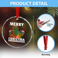 Merry Christmahanakwanzika Crystal Glass Ornament Christmas Hanukkah Kwanzaa Celebration Gift - Wonder Print Shop