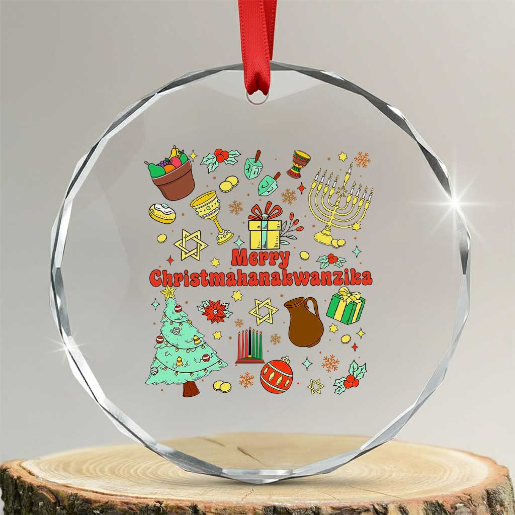 Merry Christmahanakwanzika Crystal Glass Ornament Funny Winter Holiday Gift - Wonder Print Shop