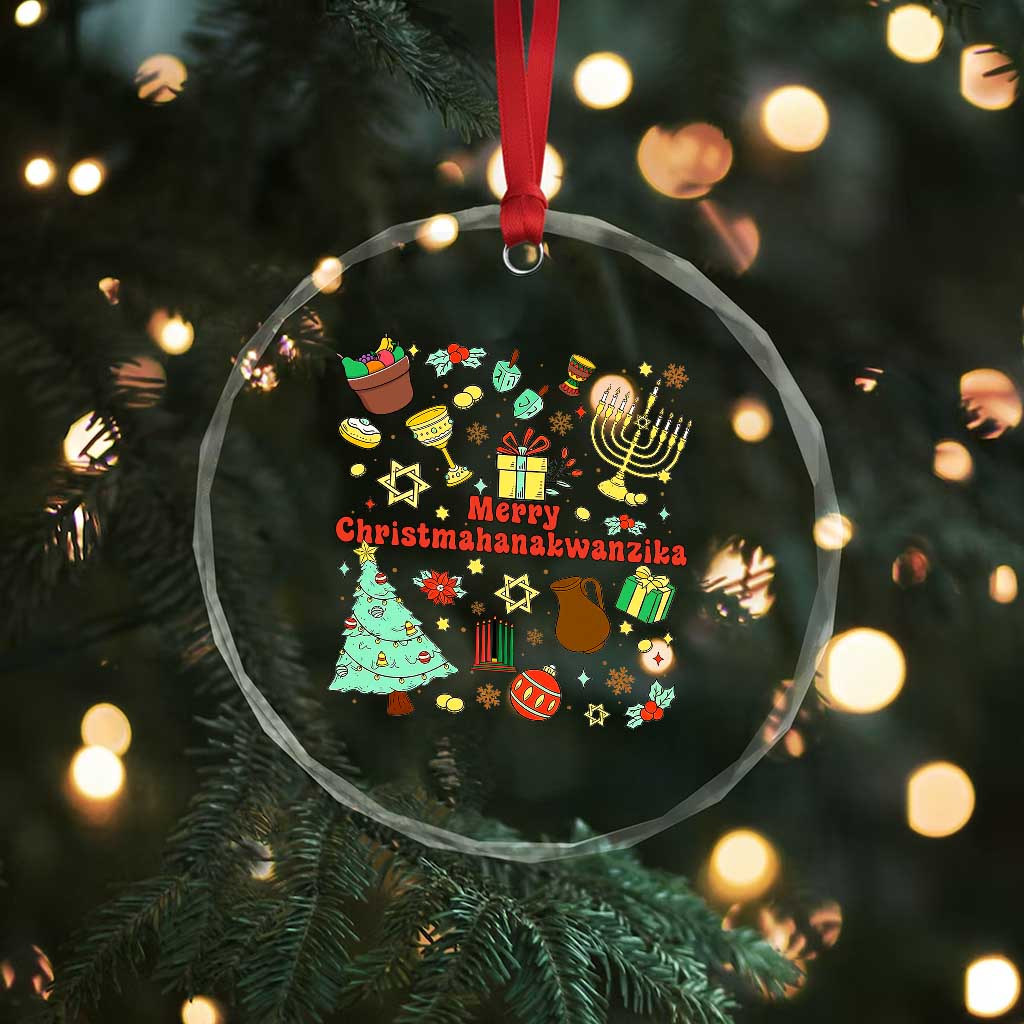 Merry Christmahanakwanzika Crystal Glass Ornament Funny Winter Holiday Gift - Wonder Print Shop