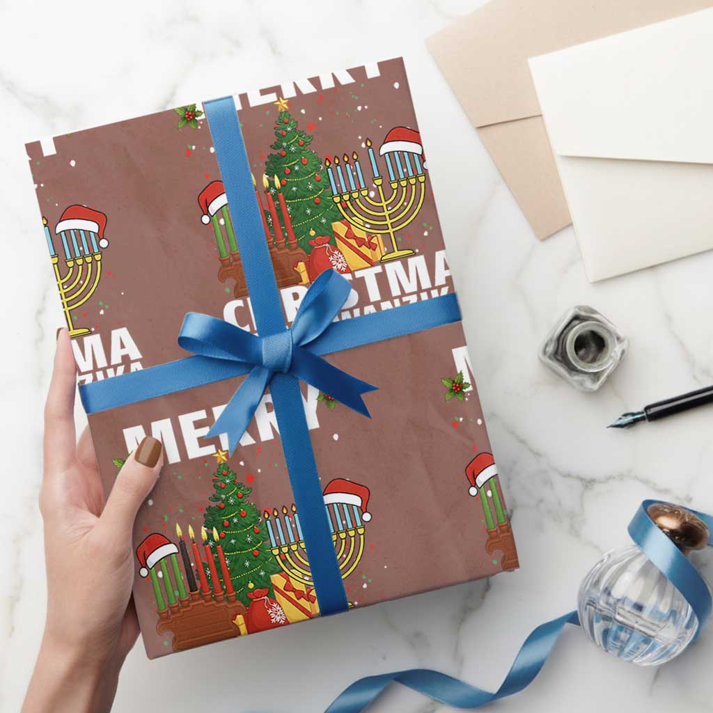 Merry Christmahanakwanzika Wrapping Paper Roll Christmas Hanukkah Kwanzaa Celebration Gift - Wonder Print Shop