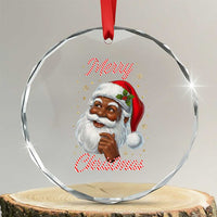 Merry Christmas Black Santa Claus Crystal Glass Ornament Retro Nostalgic Festive Holiday - Wonder Print Shop