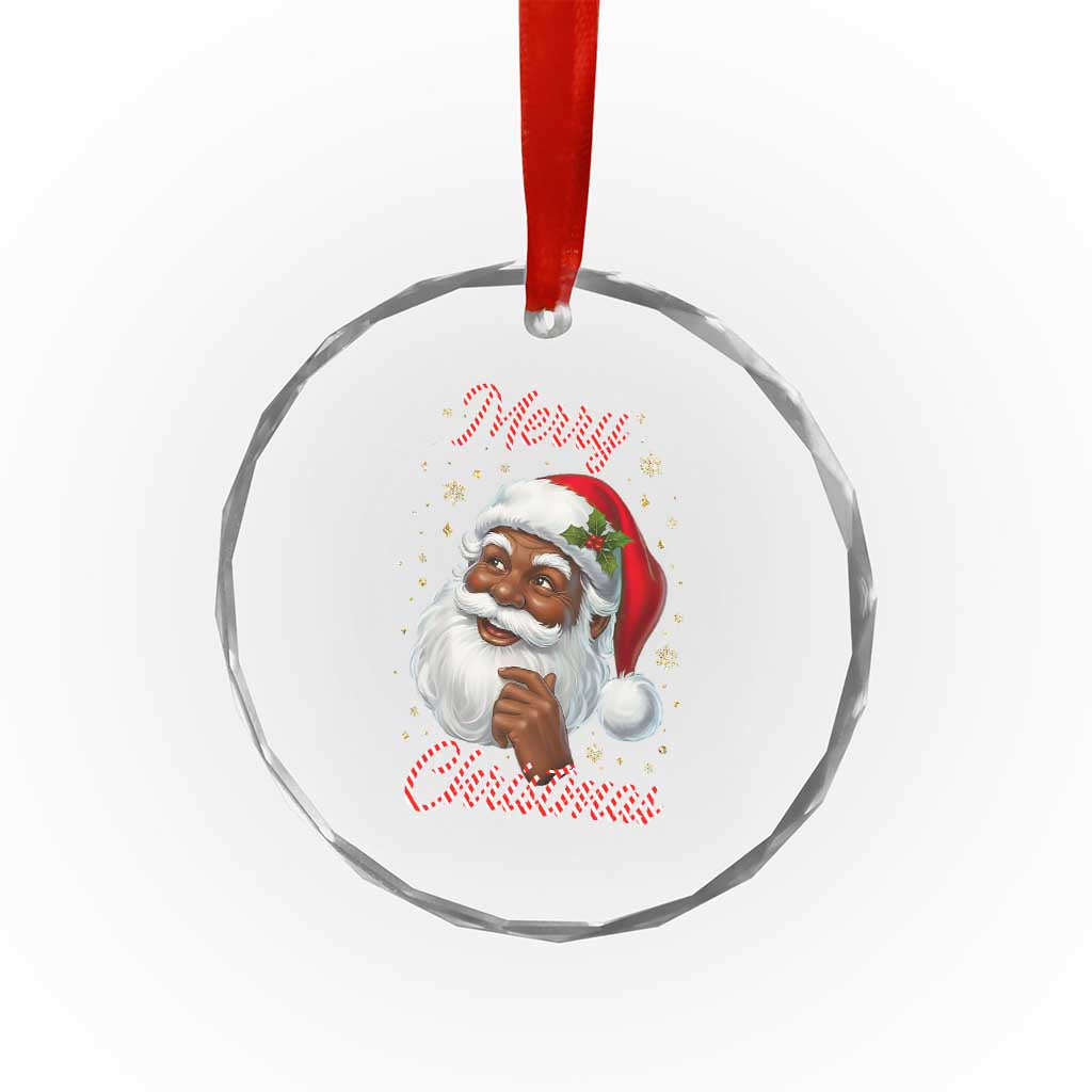 Merry Christmas Black Santa Claus Crystal Glass Ornament Retro Nostalgic Festive Holiday - Wonder Print Shop