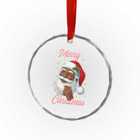 Merry Christmas Black Santa Claus Crystal Glass Ornament Retro Nostalgic Festive Holiday - Wonder Print Shop