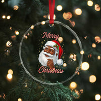 Merry Christmas Black Santa Claus Crystal Glass Ornament Retro Nostalgic Festive Holiday - Wonder Print Shop