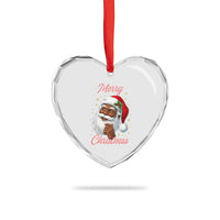 Merry Christmas Black Santa Claus Heart Crystal Glass Ornament Retro Nostalgic Festive Holiday - Wonder Print Shop