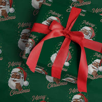 Merry Christmas Black Santa Claus Wrapping Paper Roll Retro Nostalgic Festive Holiday - Wonder Print Shop