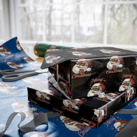 Merry Christmas Black Santa Claus Wrapping Paper Roll Retro Nostalgic Festive Holiday - Wonder Print Shop
