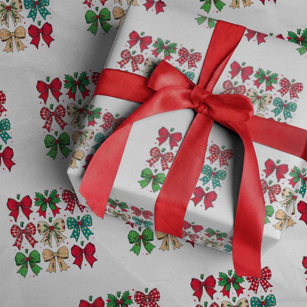 Merry Christmas Coquette Bow Wrapping Paper Roll Festive Xmas Vibe