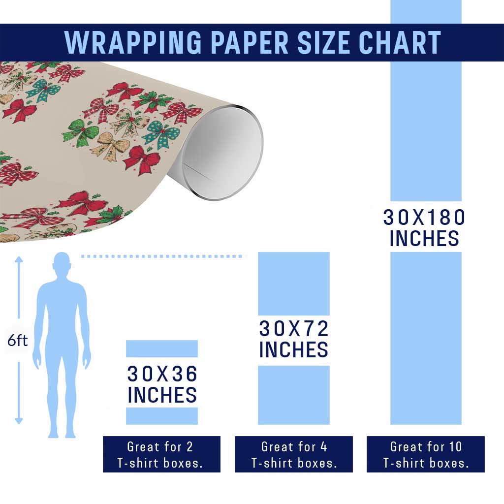 Merry Christmas Coquette Bow Wrapping Paper Roll Festive Xmas Vibe