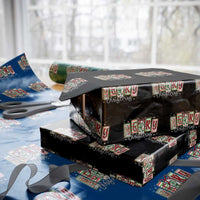 Merry Christmas Coquette Xmas Faux Glitter Gingham Tartan Doodle Wrapping Paper Roll - Wonder Print Shop