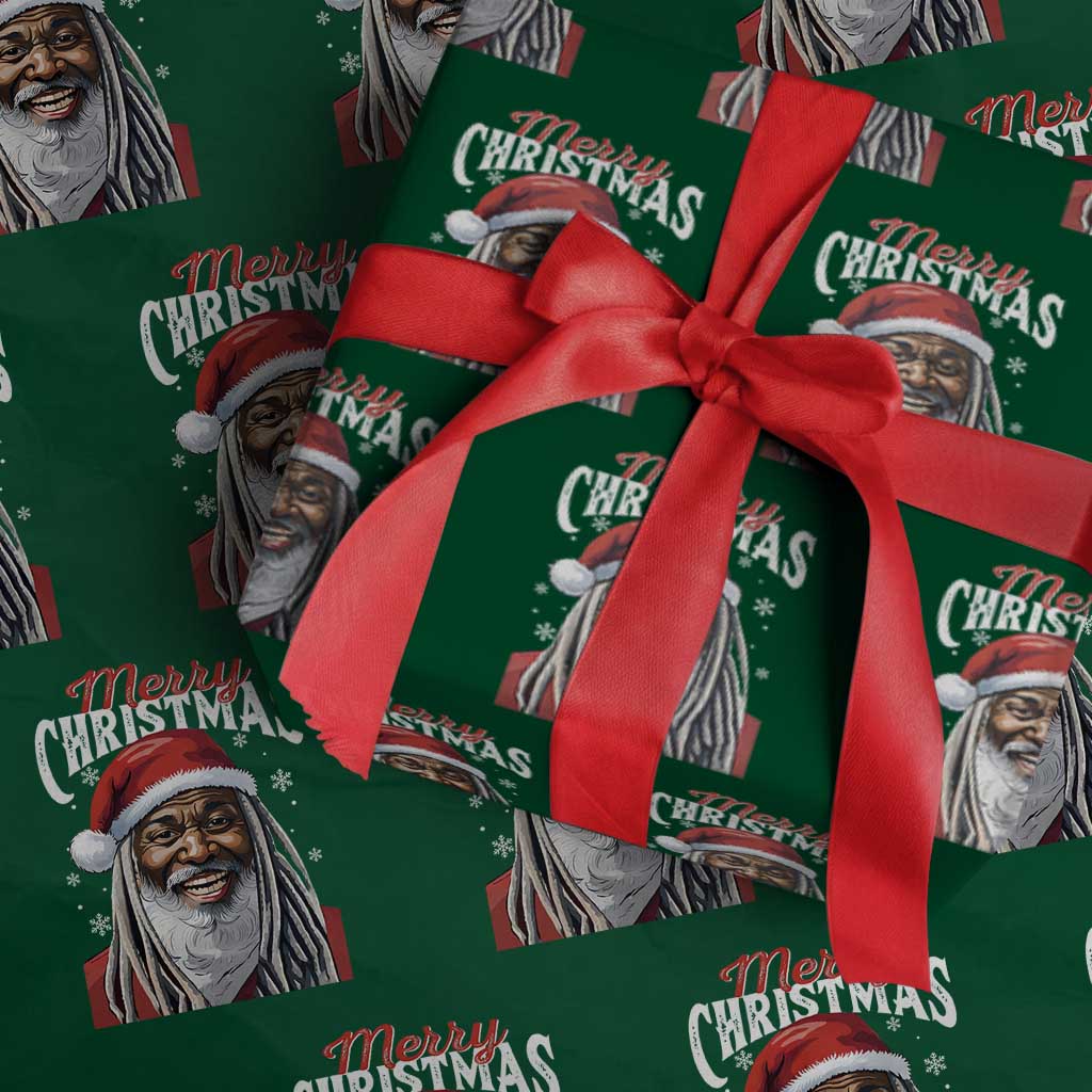 Merry Christmas Dreadlocks Black Santa Wrapping Paper Roll - Wonder Print Shop