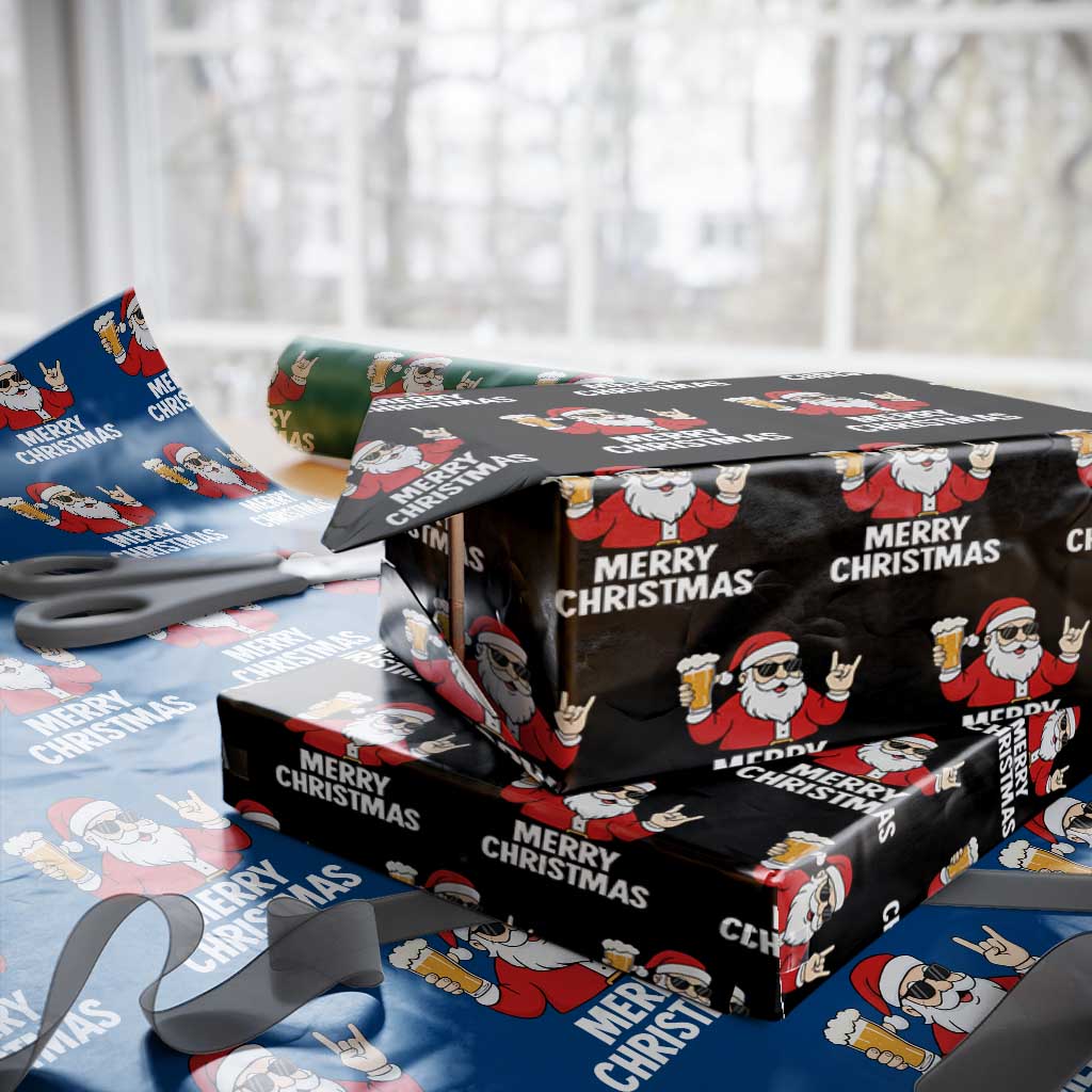 Merry Christmas Funny Santa Drinking Beer Wrapping Paper Roll - Wonder Print Shop