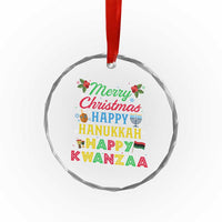 Merry Christmas Hanukkah Kwanzaa Crystal Glass Ornament Funny Holiday Gift - Wonder Print Shop