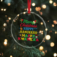 Merry Christmas Hanukkah Kwanzaa Crystal Glass Ornament Funny Holiday Gift - Wonder Print Shop