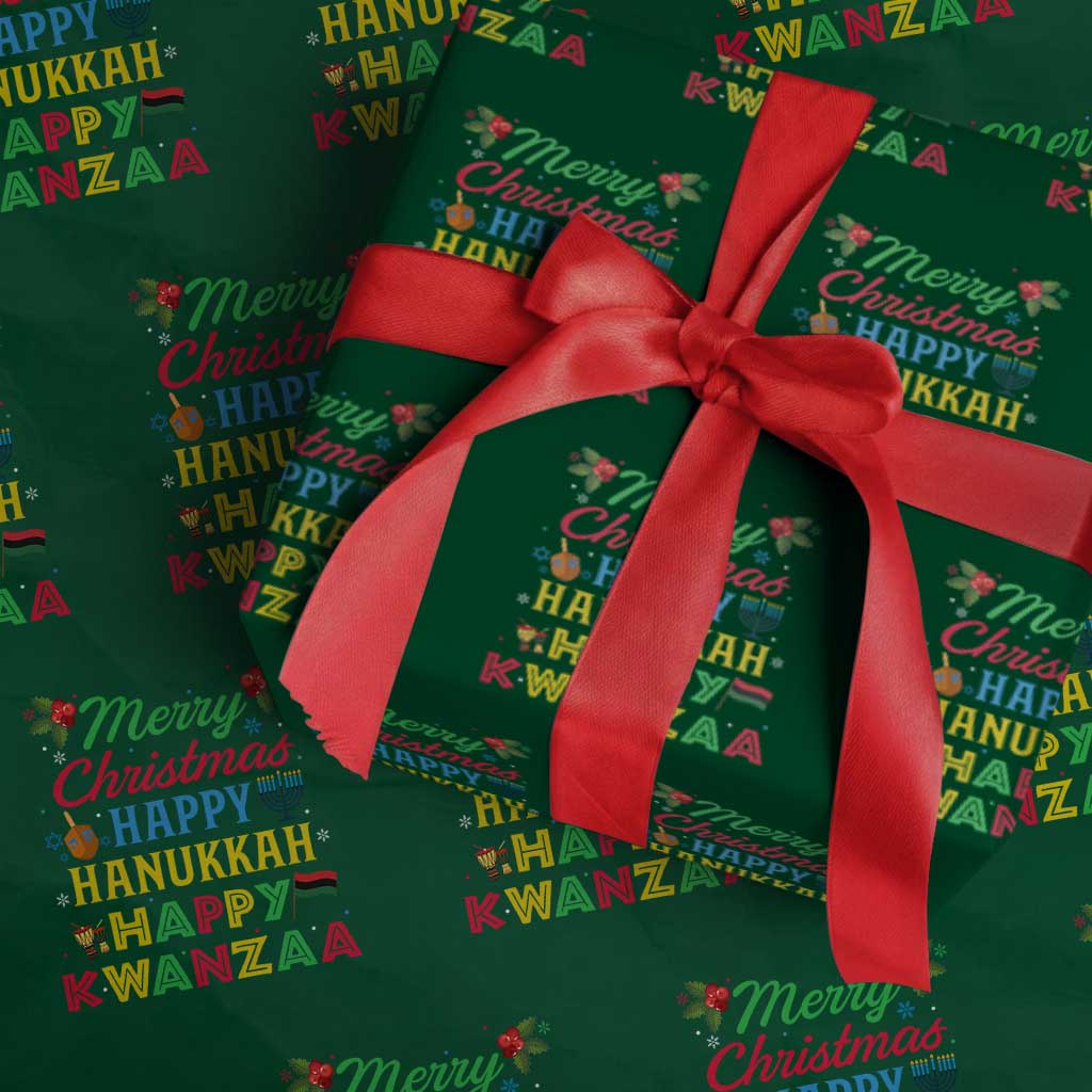 Merry Christmas Hanukkah Kwanzaa Wrapping Paper Roll Funny Holiday Gift - Wonder Print Shop