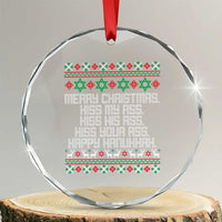 Merry Christmas Kiss My Ass Happy Hanukkah Crystal Glass Ornament - Wonder Print Shop