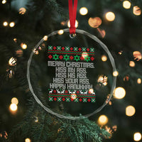 Merry Christmas Kiss My Ass Happy Hanukkah Crystal Glass Ornament - Wonder Print Shop