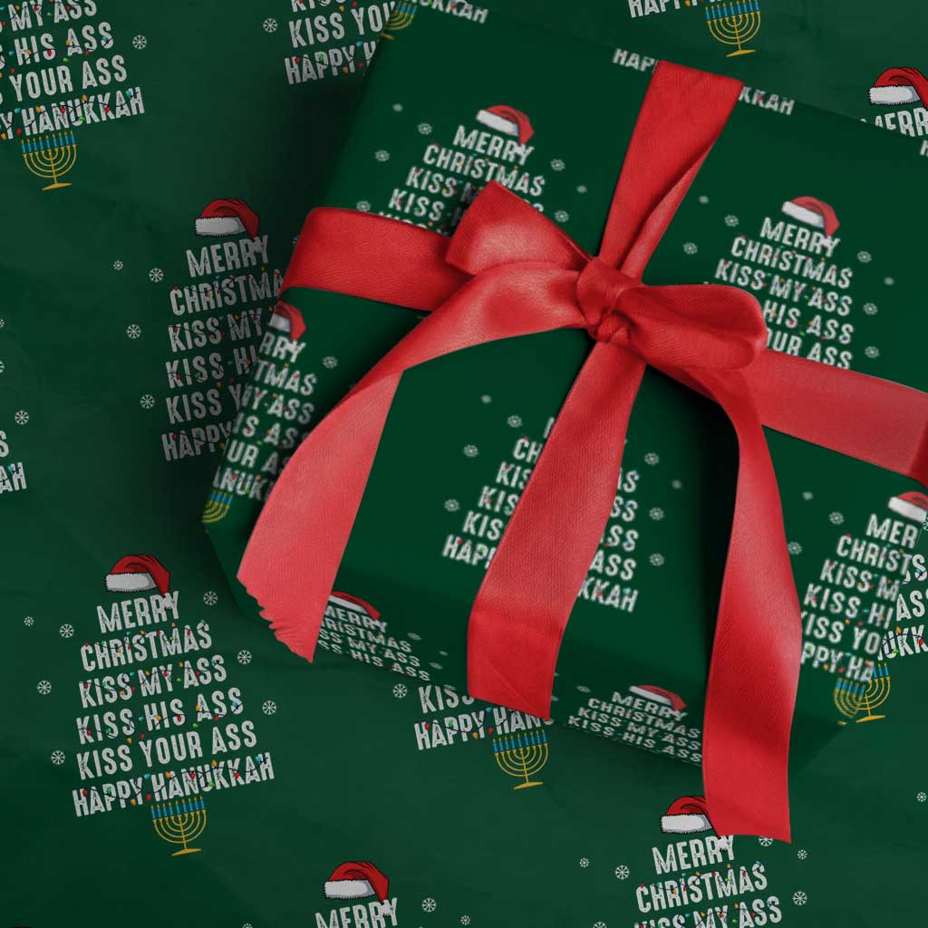 Merry Christmas Kiss My Ass His Ass Your Ass Happy Hanukkah Wrapping Paper Roll