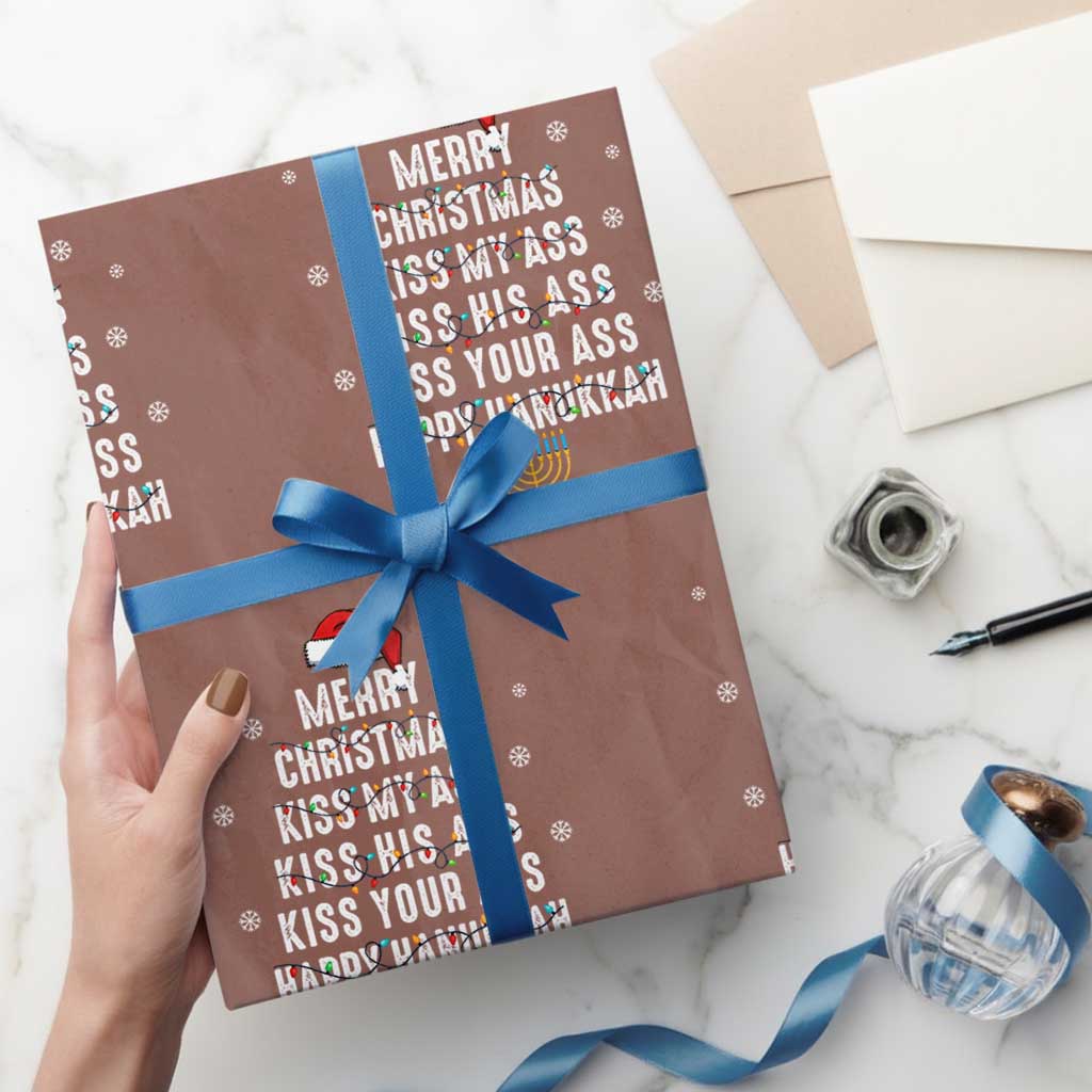 Merry Christmas Kiss My Ass His Ass Your Ass Happy Hanukkah Wrapping Paper Roll