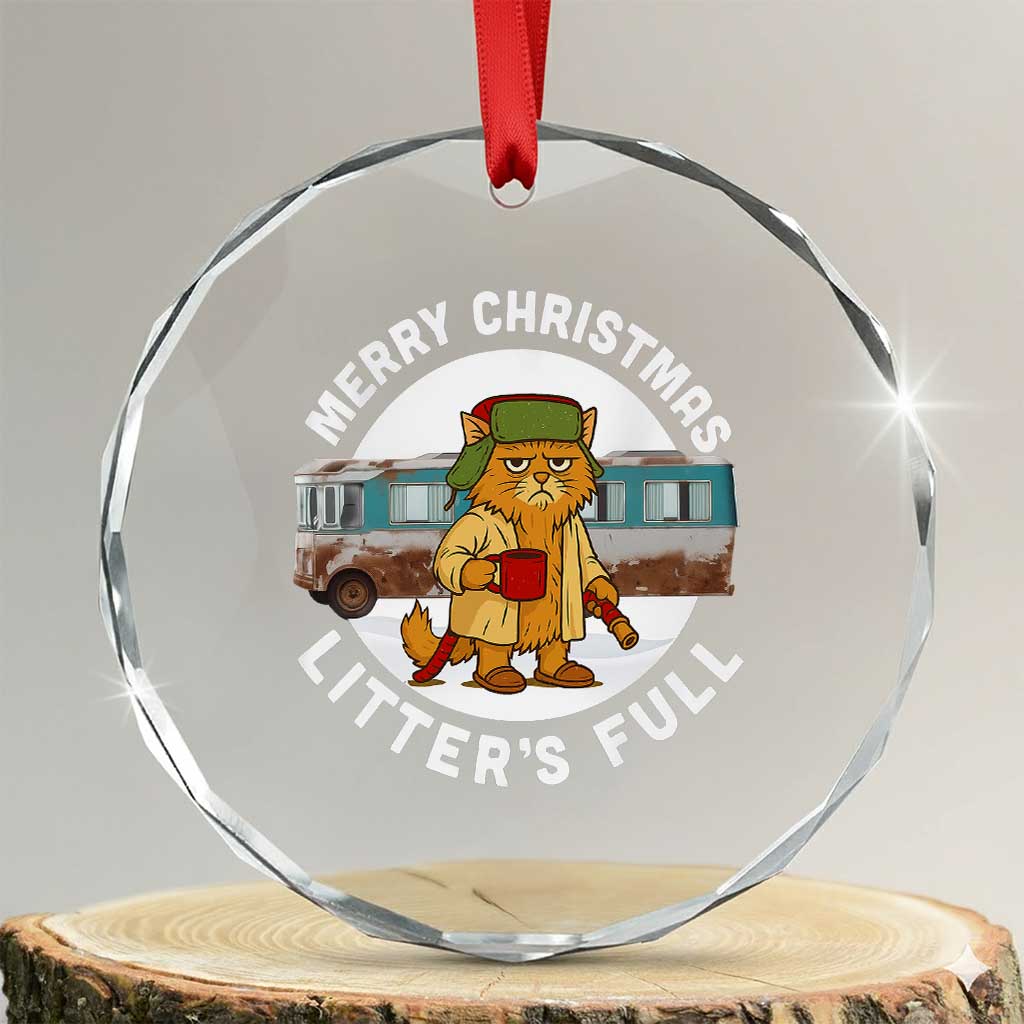 Merry Christmas Litters Full Crystal Glass Ornament Funny Christmas Vacation Cat - Wonder Print Shop
