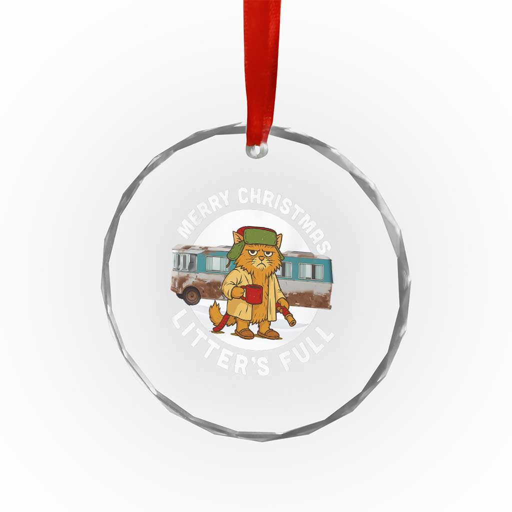 Merry Christmas Litters Full Crystal Glass Ornament Funny Christmas Vacation Cat - Wonder Print Shop